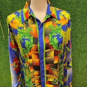 Gianni Versace 1990s Autumn Nature Silk Shirt